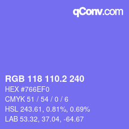 カラーコード: RGB 118 110.2 240 | qconv.com