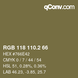 カラーコード: RGB 118 110.2 66 | qconv.com