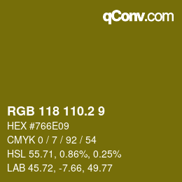 カラーコード: RGB 118 110.2 9 | qconv.com