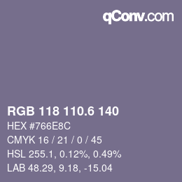カラーコード: RGB 118 110.6 140 | qconv.com