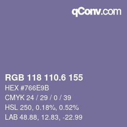 カラーコード: RGB 118 110.6 155 | qconv.com