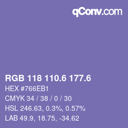 カラーコード: RGB 118 110.6 177.6 | qconv.com