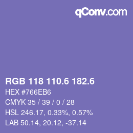 カラーコード: RGB 118 110.6 182.6 | qconv.com