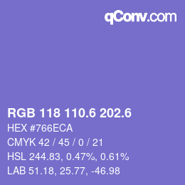 カラーコード: RGB 118 110.6 202.6 | qconv.com
