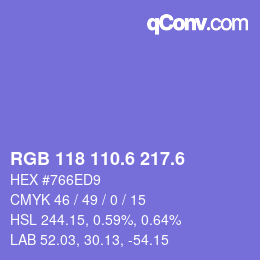 カラーコード: RGB 118 110.6 217.6 | qconv.com