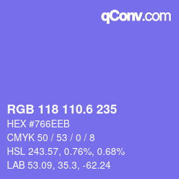 カラーコード: RGB 118 110.6 235 | qconv.com