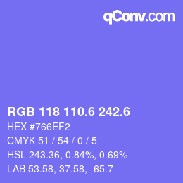 カラーコード: RGB 118 110.6 242.6 | qconv.com