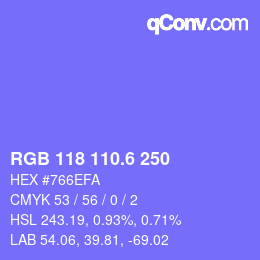 カラーコード: RGB 118 110.6 250 | qconv.com