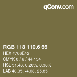 カラーコード: RGB 118 110.6 66 | qconv.com