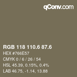 カラーコード: RGB 118 110.6 87.6 | qconv.com