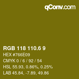 カラーコード: RGB 118 110.6 9 | qconv.com