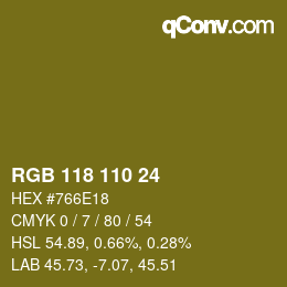 カラーコード: RGB 118 110 24 | qconv.com