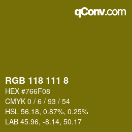 カラーコード: RGB 118 111 8 | qconv.com