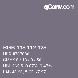 Código de color: RGB 118 112 128 | qconv.com