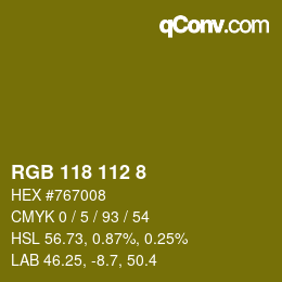 Color code: RGB 118 112 8 | qconv.com