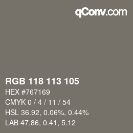 カラーコード: RGB 118 113 105 | qconv.com