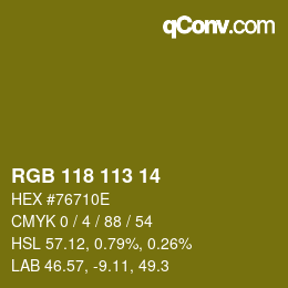 Color code: RGB 118 113 14 | qconv.com