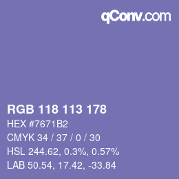Color code: RGB 118 113 178 | qconv.com