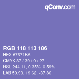 Color code: RGB 118 113 186 | qconv.com