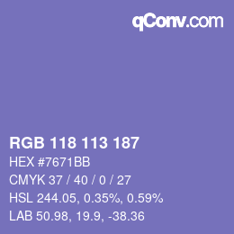 Color code: RGB 118 113 187 | qconv.com