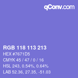 Color code: RGB 118 113 213 | qconv.com