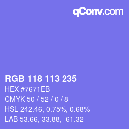 Color code: RGB 118 113 235 | qconv.com