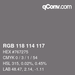 Código de color: RGB 118 114 117 | qconv.com