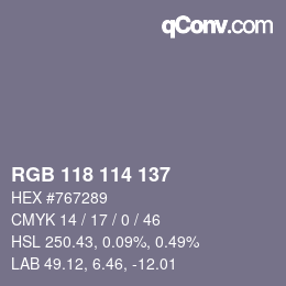 Código de color: RGB 118 114 137 | qconv.com