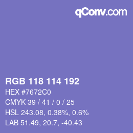 Color code: RGB 118 114 192 | qconv.com