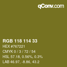 カラーコード: RGB 118 114 33 | qconv.com