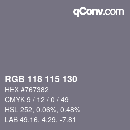 颜色代码: RGB 118 115 130 | qconv.com