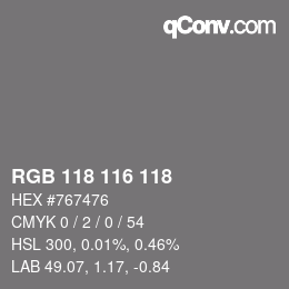 Código de color: RGB 118 116 118 | qconv.com