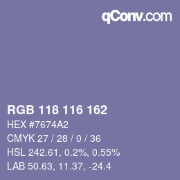 カラーコード: RGB 118 116 162 | qconv.com