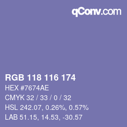 Farbcode: RGB 118 116 174 | qconv.com