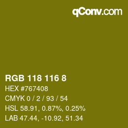 Color code: RGB 118 116 8 | qconv.com