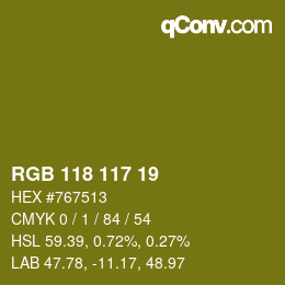 カラーコード: RGB 118 117 19 | qconv.com