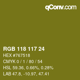 Color code: RGB 118 117 24 | qconv.com