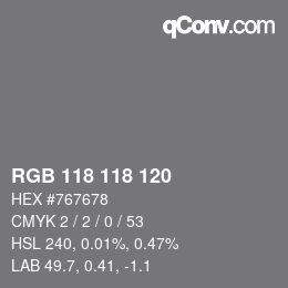 カラーコード: RGB 118 118 120 | qconv.com