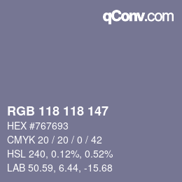 Farbcode: RGB 118 118 147 | qconv.com