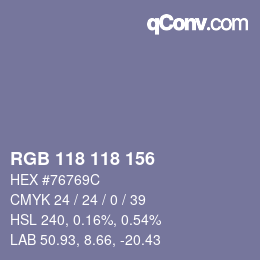 カラーコード: RGB 118 118 156 | qconv.com