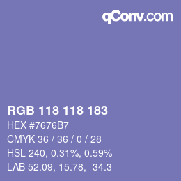 颜色代码: RGB 118 118 183 | qconv.com