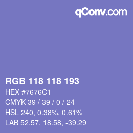 Code couleur: RGB 118 118 193 | qconv.com