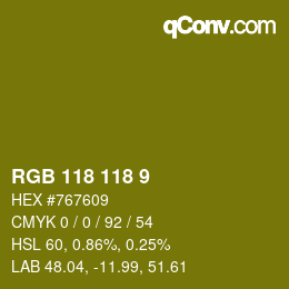 Color code: RGB 118 118 9 | qconv.com