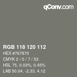 カラーコード: RGB 118 120 112 | qconv.com