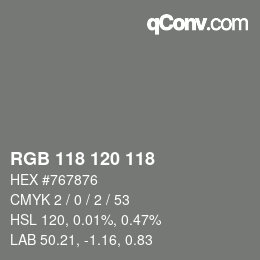 颜色代码: RGB 118 120 118 | qconv.com
