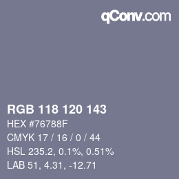 カラーコード: RGB 118 120 143 | qconv.com