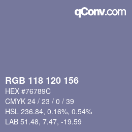 カラーコード: RGB 118 120 156 | qconv.com