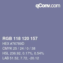 颜色代码: RGB 118 120 157 | qconv.com