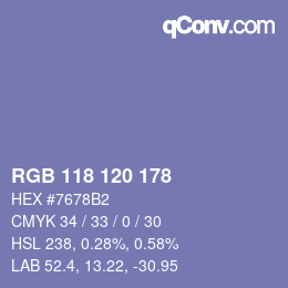 颜色代码: RGB 118 120 178 | qconv.com