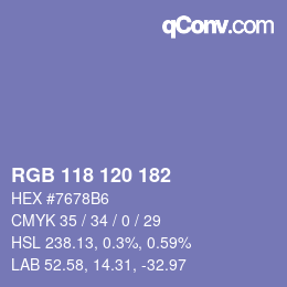 Color code: RGB 118 120 182 | qconv.com